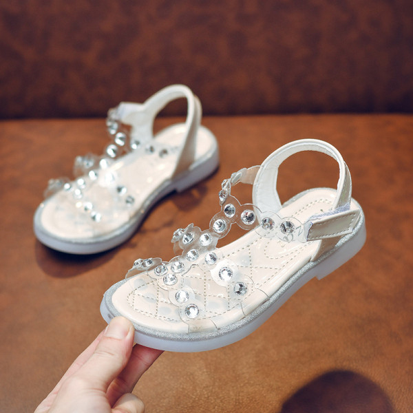 Casual παιδικά σανδάλια με διακόσμηση πέτρες και επίπεδη σόλα για κορίτσια