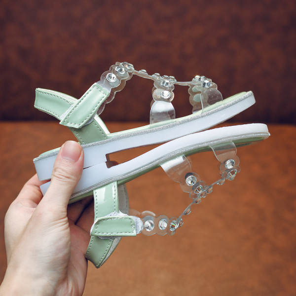 Casual παιδικά σανδάλια με διακόσμηση πέτρες και επίπεδη σόλα για κορίτσια