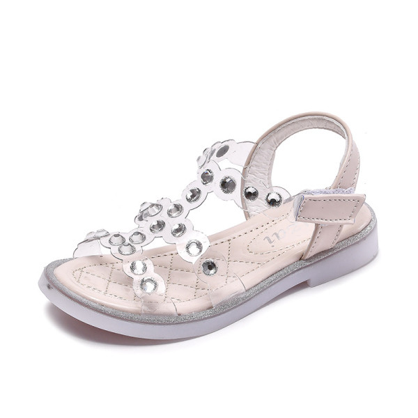 Casual παιδικά σανδάλια με διακόσμηση πέτρες και επίπεδη σόλα για κορίτσια