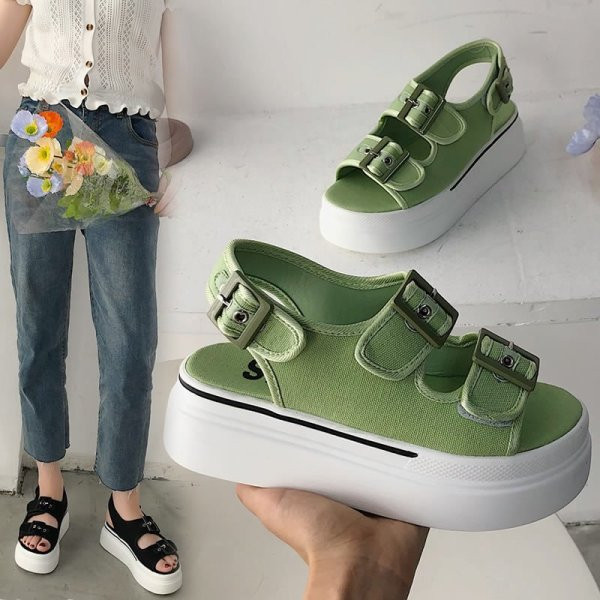 Sandale casual dama cu catarama si talpa groasa