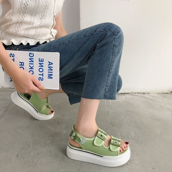 Sandale casual dama cu catarama si talpa groasa