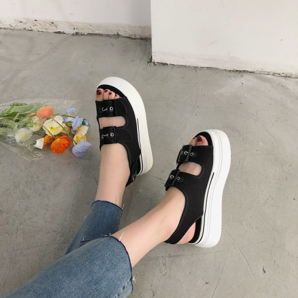 Sandale casual dama cu catarama si talpa groasa