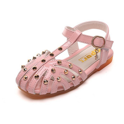 Bērnu sandales meitenēm no eko ādas ar metāla elementiem