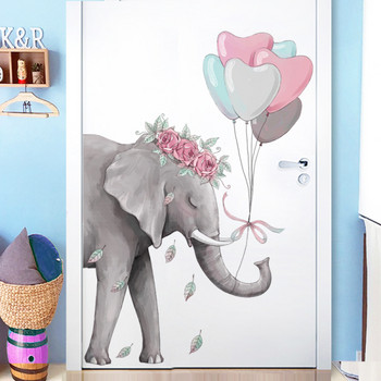 Самозалепващ се стикер за стена във форма на слон и балони подходящ за детска стая