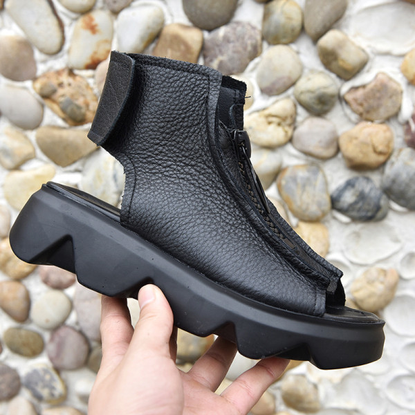 Modern női műbőr szandál cipzárral