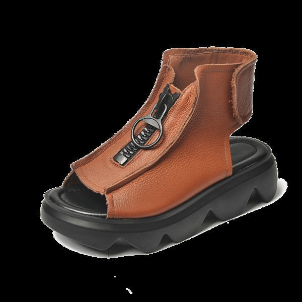 Modern női műbőr szandál cipzárral