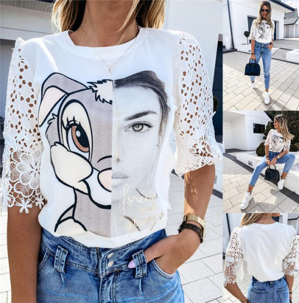 Alkalmi női blúz ovális nyakkivágással és rövid ujjal