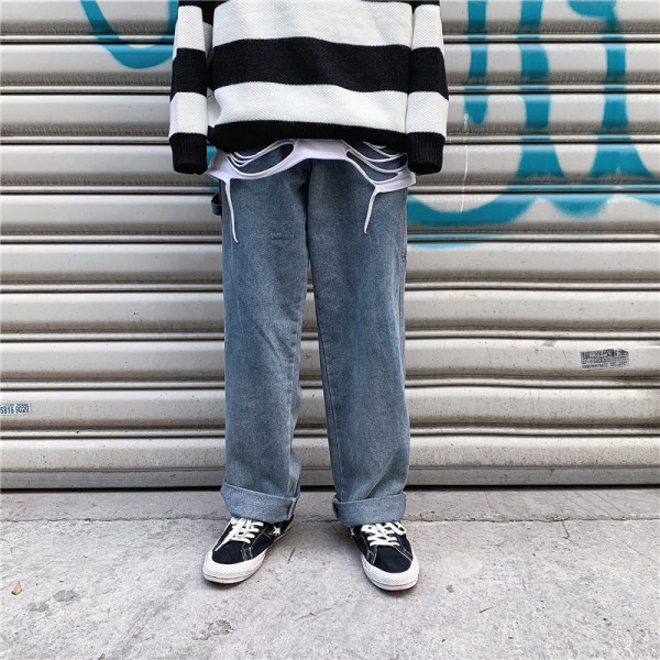 Zsebes férfi széles farmernadrág