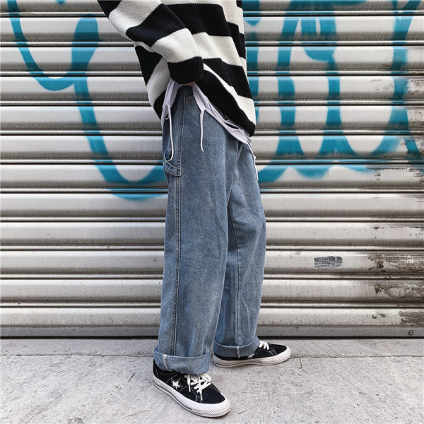 Zsebes férfi széles farmernadrág