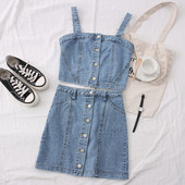 Jauna modeļa sieviešu džinsu komplekts divās daļās