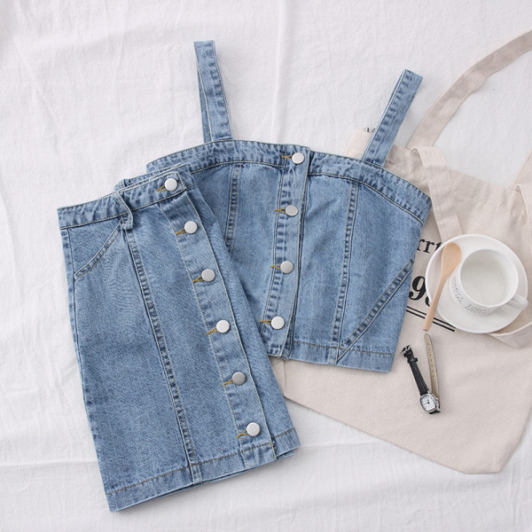 Jauna modeļa sieviešu džinsu komplekts divās daļās