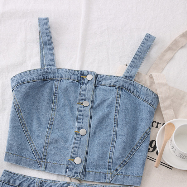 Jauna modeļa sieviešu džinsu komplekts divās daļās