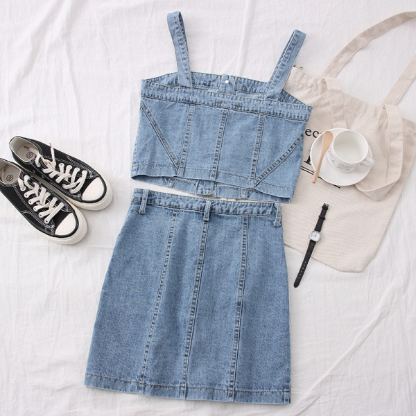 Jauna modeļa sieviešu džinsu komplekts divās daļās