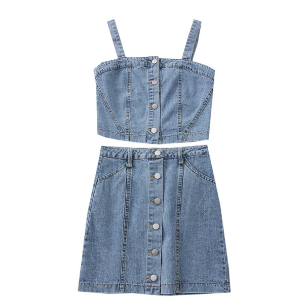 Jauna modeļa sieviešu džinsu komplekts divās daļās