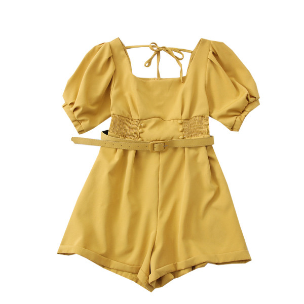 Γυναικείες ολόσωμες φόρμες με ζώνη και τετράγωνο ντεκολτέ