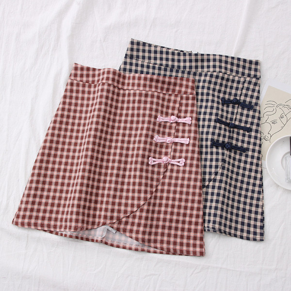 Fusta dama in carouri cu talie inalta - stil retro