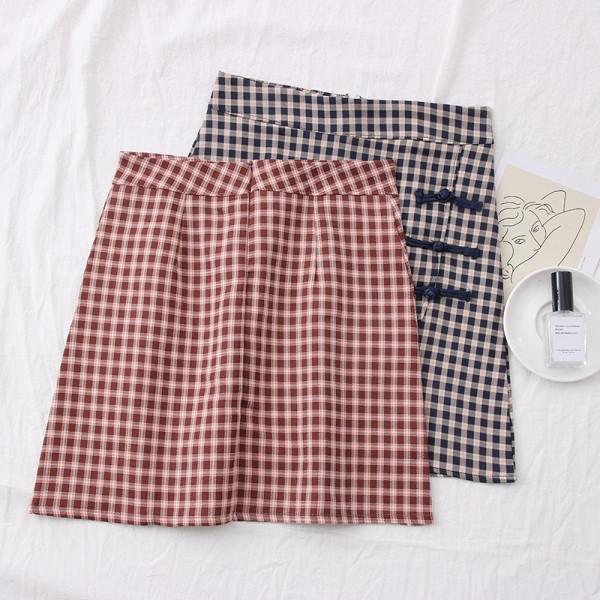 Fusta dama in carouri cu talie inalta - stil retro