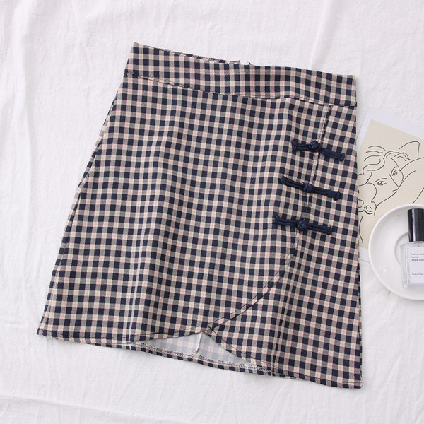 Fusta dama in carouri cu talie inalta - stil retro