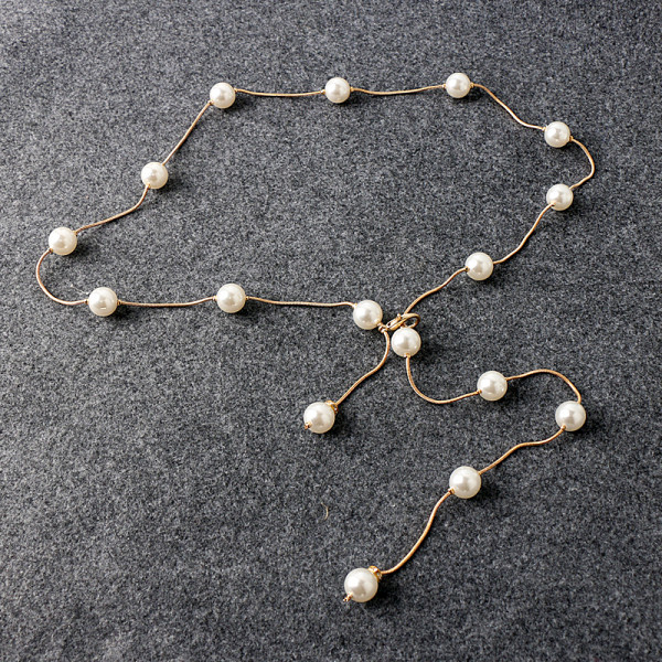 Γυναικεία ζώνη με πέρλες και μήκος 100 cm