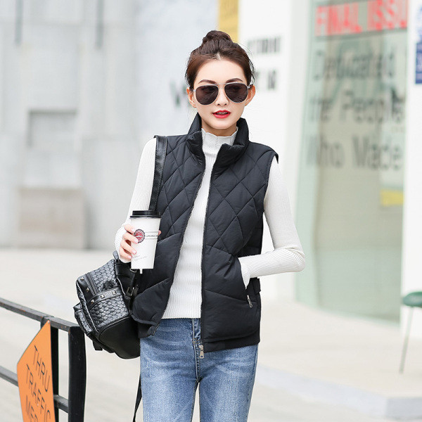 Moderna sieviešu veste ar augstu apkakli, rāvējslēdzēju un kabatām