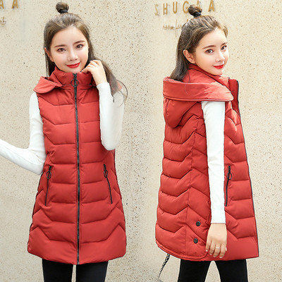 Ikdienas sieviešu garā veste ar kapuci un sānu kabatām