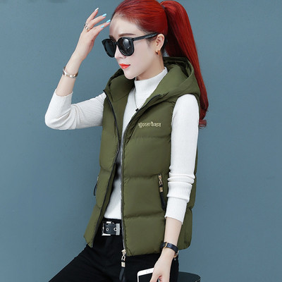 Γυναικείο μοντέρνο κοντό γιλέκο με κουκούλα και τσέπες