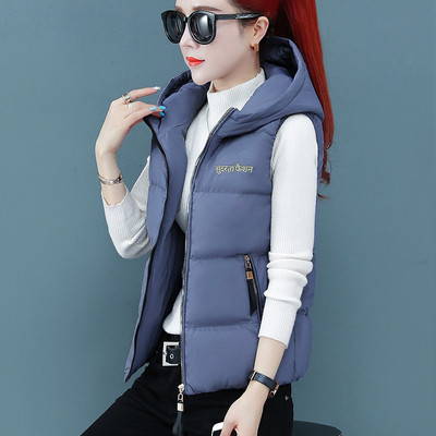 Γυναικείο μοντέρνο κοντό γιλέκο με κουκούλα και τσέπες