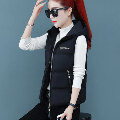 Γυναικείο μοντέρνο κοντό γιλέκο με κουκούλα και τσέπες