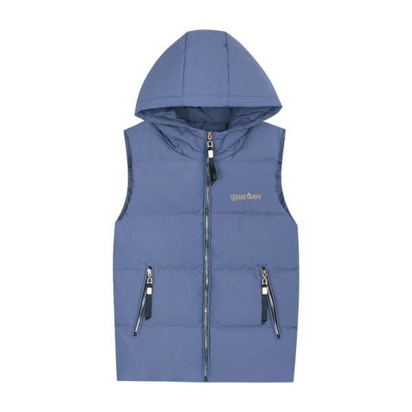 Γυναικείο μοντέρνο κοντό γιλέκο με κουκούλα και τσέπες