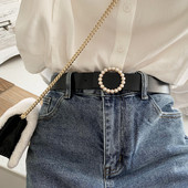 Μοντέρνα γυναικεία ζώνη με πέρλες - μήκος 105 cm