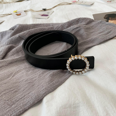 Μοντέρνα γυναικεία ζώνη με πέρλες - μήκος 105 cm