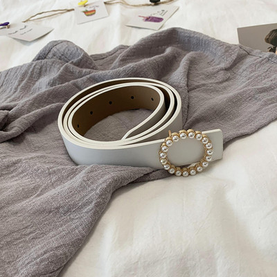Μοντέρνα γυναικεία ζώνη με πέρλες - μήκος 105 cm