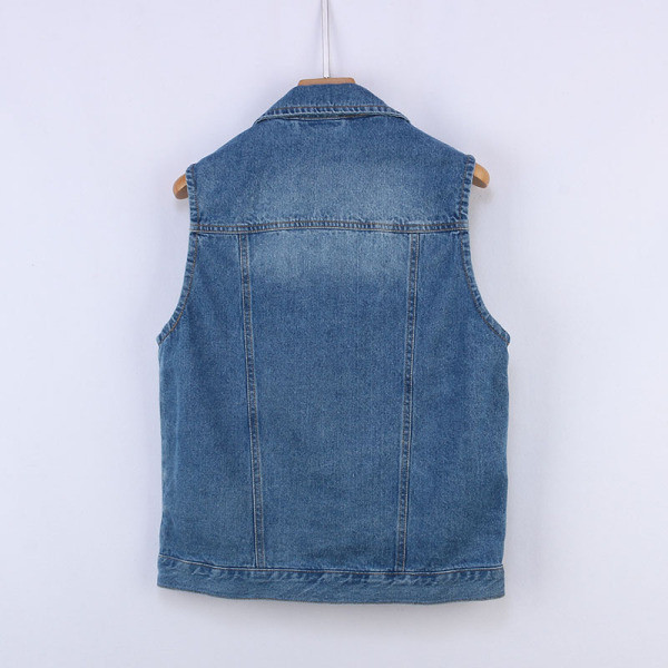 Vabaaja naiste lühike teksavest taskute ja klassikalise kraega