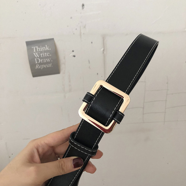 Moodne musta värvi metallist kinnitusega naiste vöö