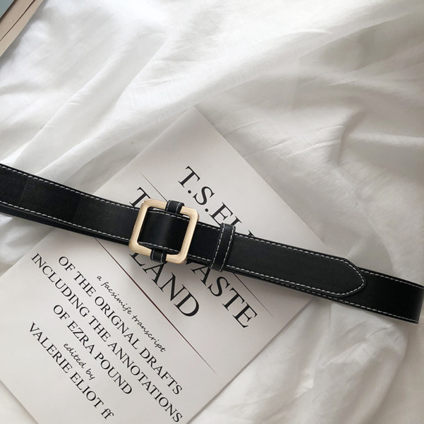 Moodne musta värvi metallist kinnitusega naiste vöö