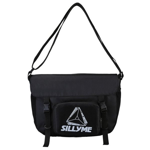 Vīriešu ikdienas tekstila soma ar garu rokturi un uzrakstu