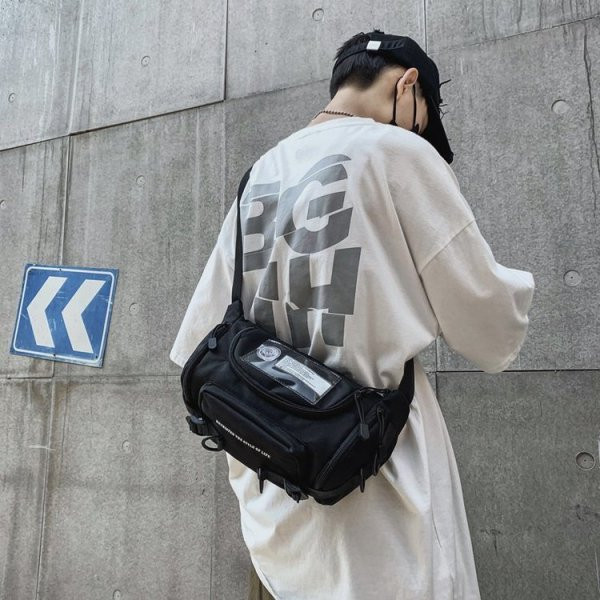 Moodne meeste tekstiilist kott musta värvi