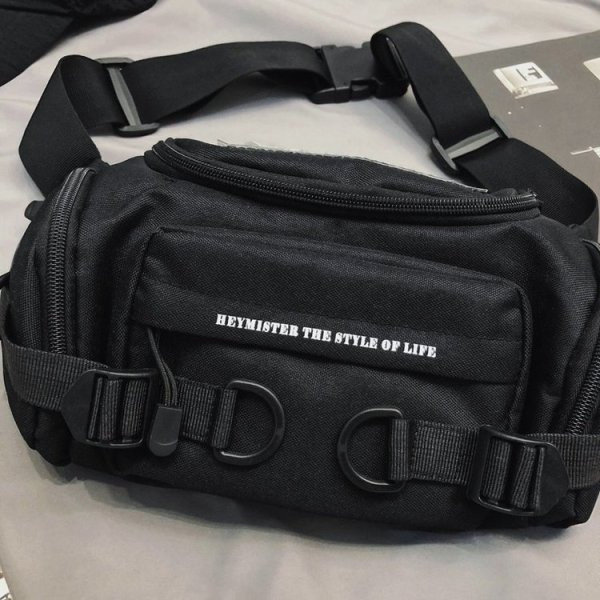 Moodne meeste tekstiilist kott musta värvi