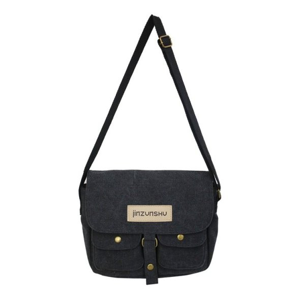 Ανδρική καθημερινή υφασμάτινη τσάντα με τσέπες και μακριά λαβή