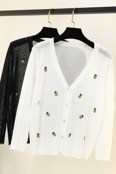 Jauna modeļa sieviešu jaka ar ananāsu izšuvumu