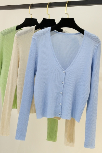 Γυναικεία μοντέρνα ζακέτα με βαθύ ντεκολτέ - κλασικό  μοντέλο