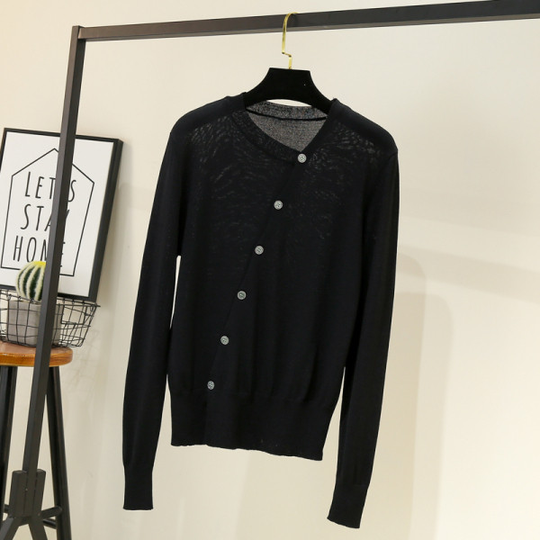 Vesta de dama cu inchidere asimetrica si maneci lungi