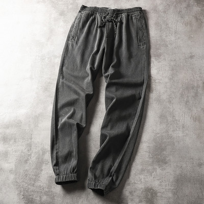 Ανδρικό παντελόνι casual με ελαστικά και κορδόνια