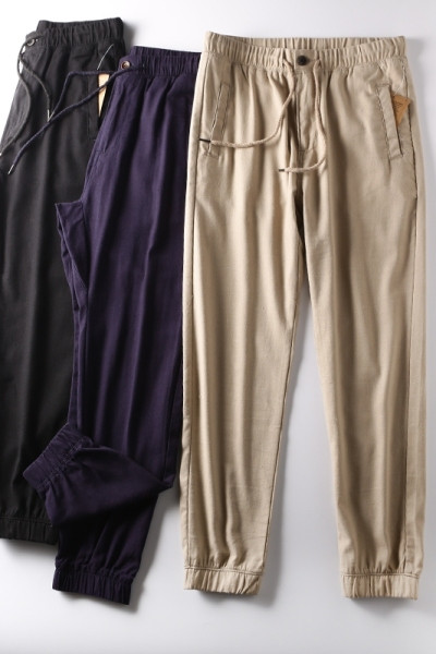 Vasaras vīriešu bikses ar gumiju un kabatām