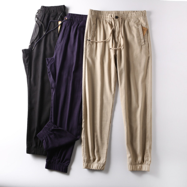 Vasaras vīriešu bikses ar gumiju un kabatām