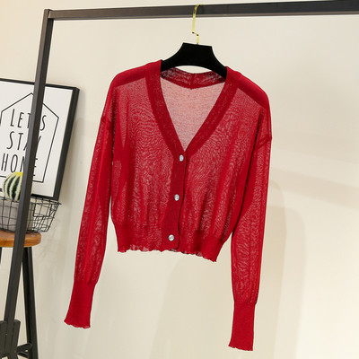 Γυναικεία μοντέρνα ζακέτα με λαιμόκοψη και μακριά μανίκια