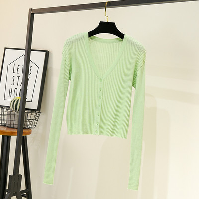 Γυναικεία ζακέτα με βαθύ ντεκολτέ και μακριά μανίκια