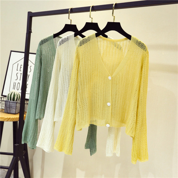 Modern női mellény hosszú ujjal és spitz nyakkivágással