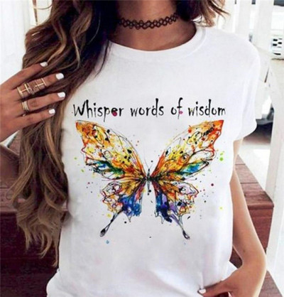 Модерна тениска с щампа пеперуда