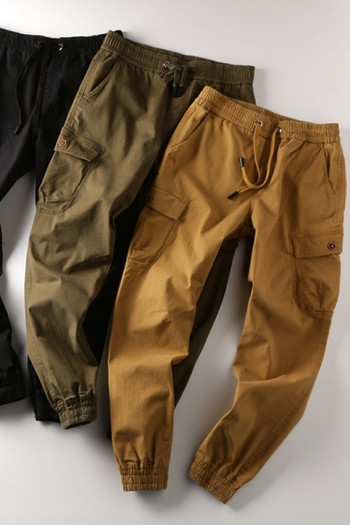 Ежедневни мъжки панталони с ластик и джобове